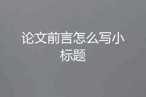 论文前言怎么写小标题