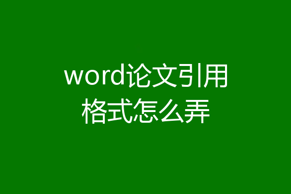 word论文引用格式怎么弄
