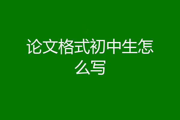 论文格式初中生怎么写