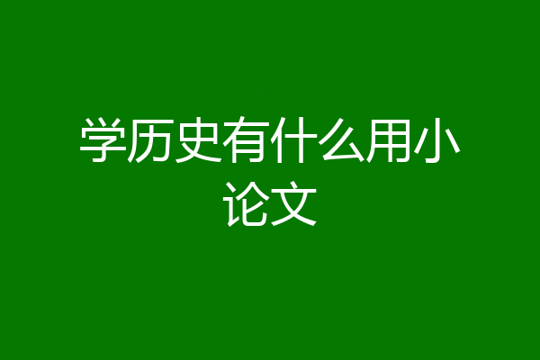 学历史有什么用小论文