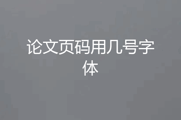 论文页码用几号字体