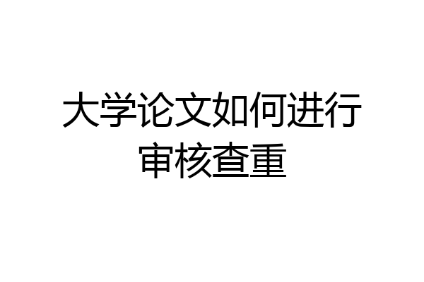 大学论文如何进行审核查重