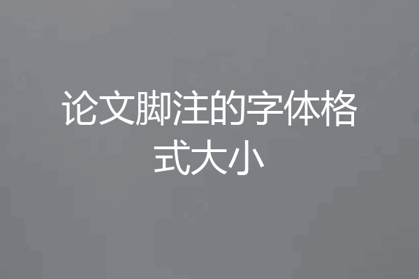 论文脚注的字体格式大小