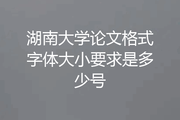 湖南大学论文格式字体大小要求是多少号