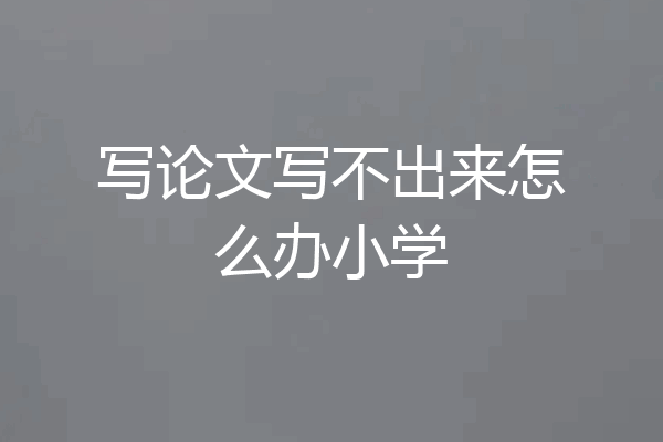 写论文写不出来怎么办小学