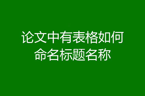 论文中有表格如何命名标题名称