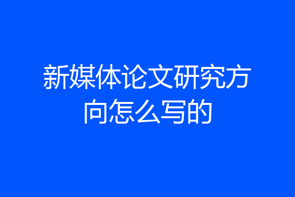 新媒体论文研究方向怎么写的
