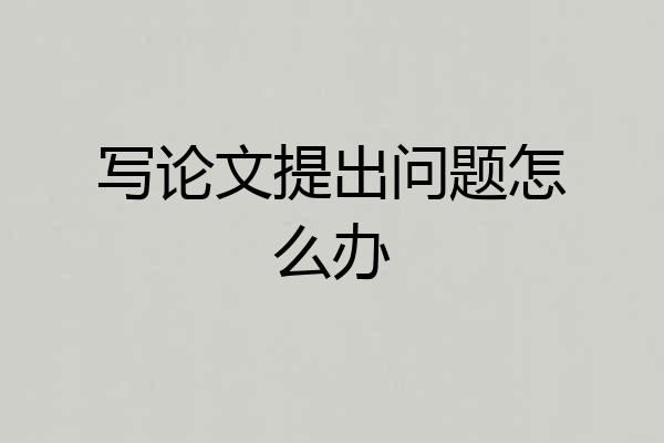 写论文提出问题怎么办