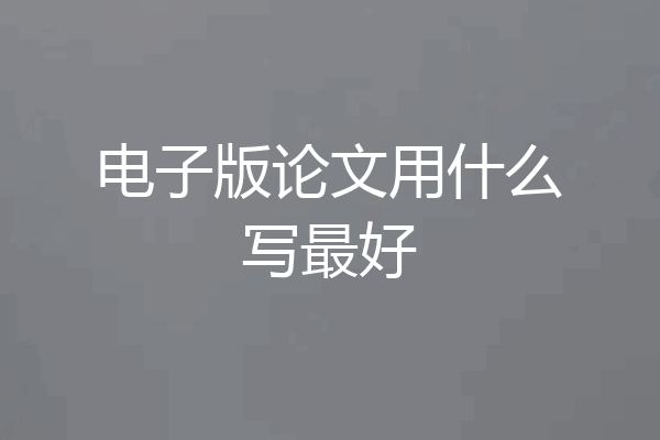 电子版论文用什么写最好