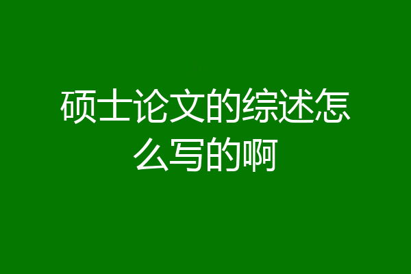 硕士论文的综述怎么写的啊