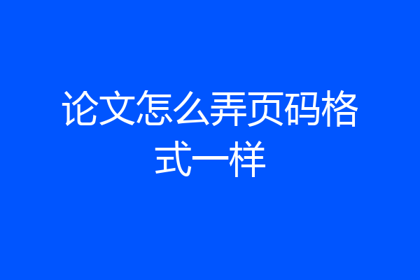 论文怎么弄页码格式一样