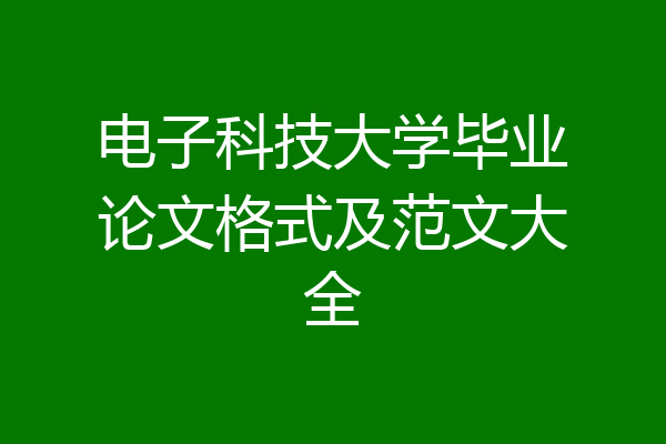 电子科技大学毕业论文格式及范文大全