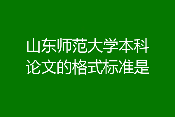 山东师范大学本科论文的格式标准是