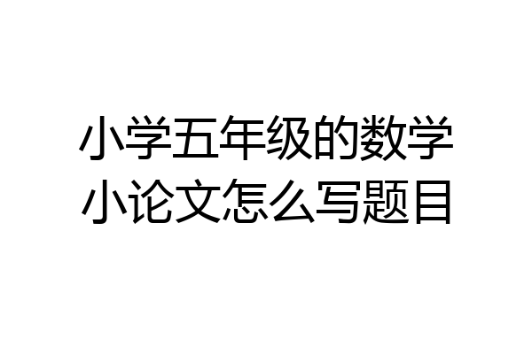 小学五年级的数学小论文怎么写题目