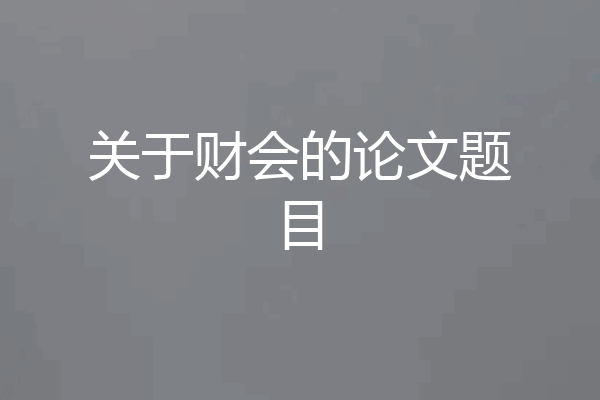 关于财会的论文题目
