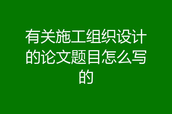 有关施工组织设计的论文题目怎么写的
