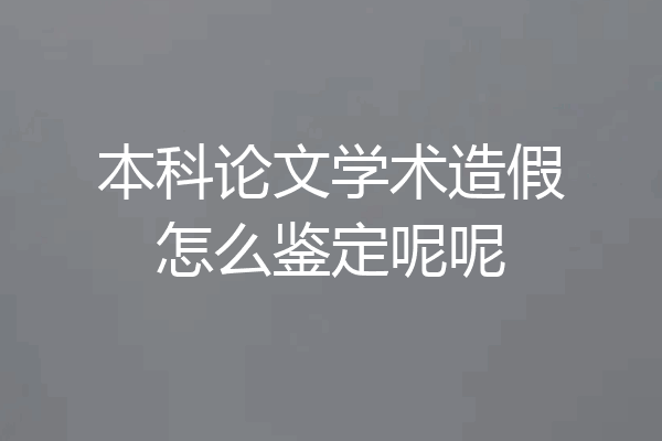 本科论文学术造假怎么鉴定呢呢