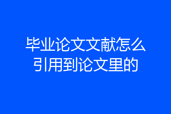 毕业论文文献怎么引用到论文里的