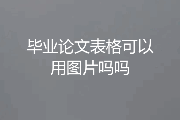 毕业论文表格可以用图片吗吗