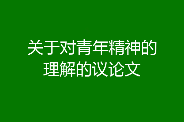 关于对青年精神的理解的议论文