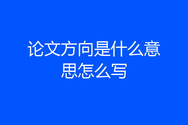 论文方向是什么意思怎么写