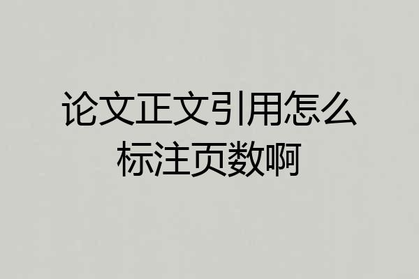论文正文引用怎么标注页数啊