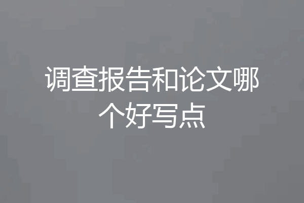 调查报告和论文哪个好写点