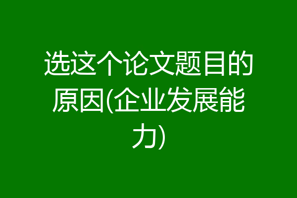 选这个论文题目的原因(企业发展能力)