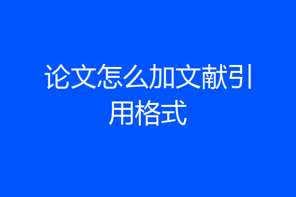 论文怎么加文献引用格式