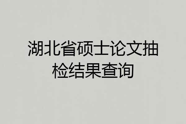 湖北省硕士论文抽检结果查询
