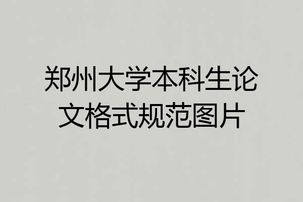 郑州大学本科生论文格式规范图片