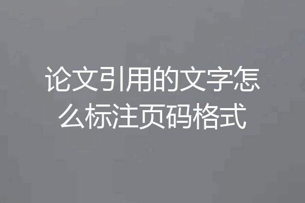 论文引用的文字怎么标注页码格式
