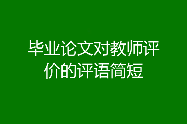 毕业论文对教师评价的评语简短