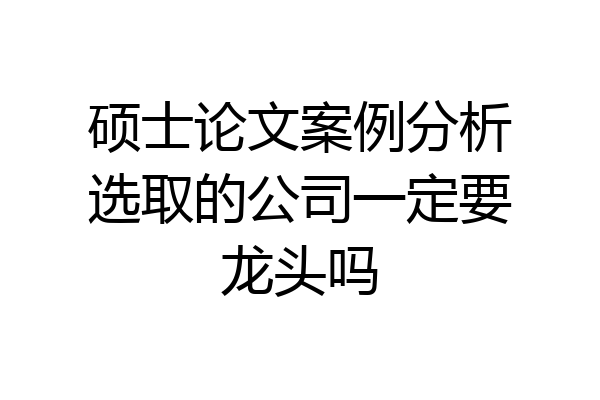 硕士论文案例分析选取的公司一定要龙头吗