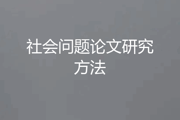 社会问题论文研究方法