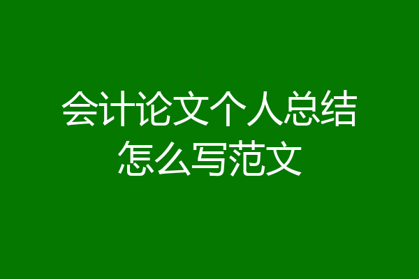 会计论文个人总结怎么写范文
