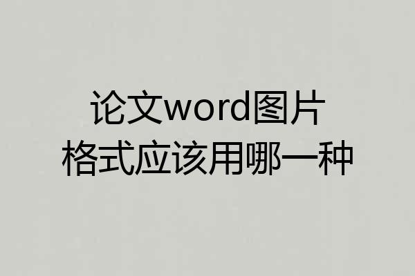 论文word图片格式应该用哪一种