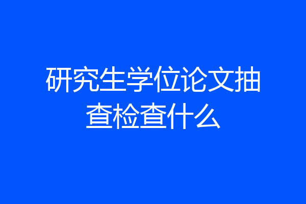 研究生学位论文抽查检查什么