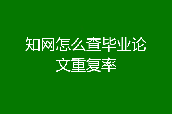 知网怎么查毕业论文重复率