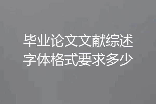 毕业论文文献综述字体格式要求多少