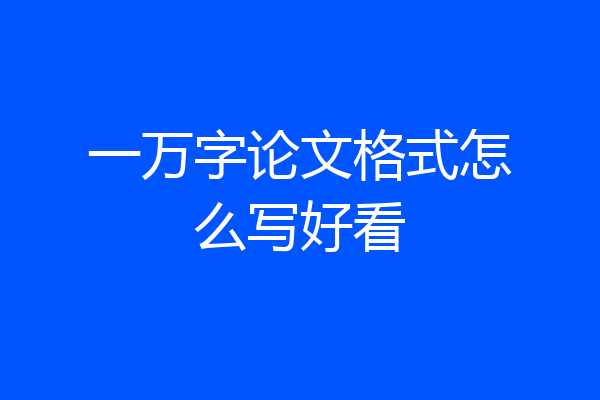 一万字论文格式怎么写好看