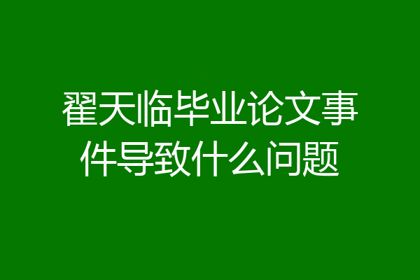 翟天临毕业论文事件导致什么问题