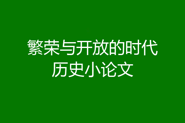繁荣与开放的时代历史小论文
