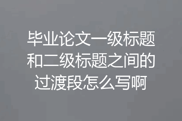 毕业论文一级标题和二级标题之间的过渡段怎么写啊