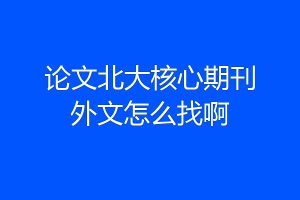 论文北大核心期刊外文怎么找啊