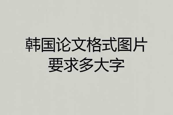 韩国论文格式图片要求多大字