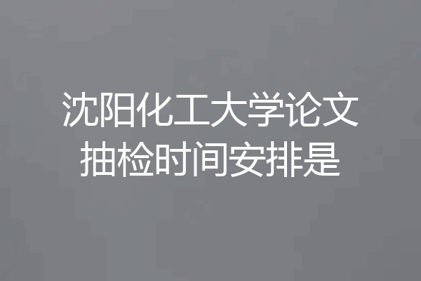 沈阳化工大学论文抽检时间安排是