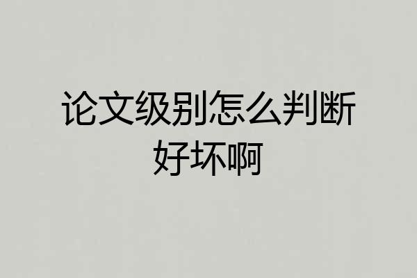 论文级别怎么判断好坏啊