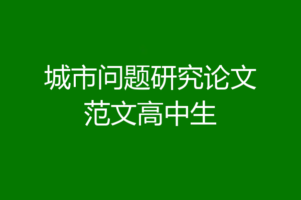 城市问题研究论文范文高中生