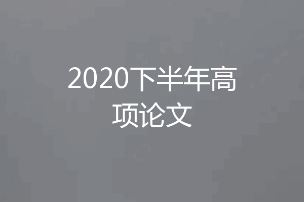2020下半年高项论文